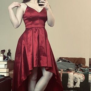 Maroon Red High Low Dress
